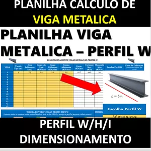 Imagem de capa para o Ebook Planilha de Dimensionamento VIGA METÁLICA (Perfil W e H) - Com Video Guia