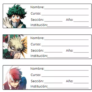 Imagen de portada para Ebook Etiquetas para cuaderno- (Notebook labels) My hero academia