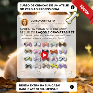 Imagem de capa para o Curso online Curso Completo - Renda Extra com Laços e Gravatas Pet