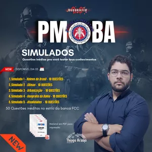 Imagem de capa para o Ebook PMBA - SIMULADOS DE GEOGRAFIA E ATUALIDADES 