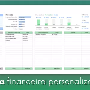 Imagem de capa para o Ebook Planilha Financeira personalizável - Excel