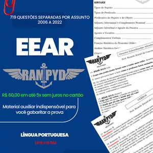 Imagem de capa para o Ebook EEAR - Apostila com questões de provas anteriores (2006 a 2022) divididas por assunto - PORTUGUÊS
