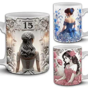 Imagen de portada para Curso online Plantillas Sublimar Tazas 11oz XV años, Quinceañera, 15 años. PNG. Incluye Mockups 