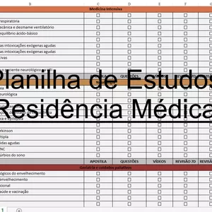 Imagem de capa para o Ebook Planilha de Estudos para Residência Médica