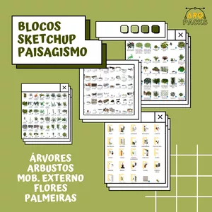 Imagem de capa para o Curso online Blocos Sketchup - Coleção Paisagismo
