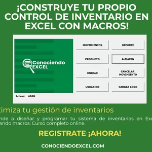 Imagen de portada para Curso online Construye tu propio Control de Inventario en Excel con Macros