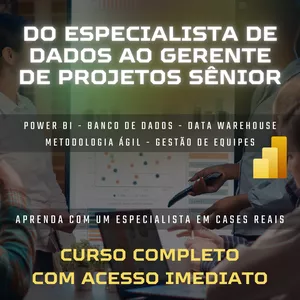 Imagem de capa para o Curso online 2. Power BI Sob Demanda - De Especialista de Dados a Gerente de Projetos - Pacote Completo - (Power BI, Power Automate, SharePoint, Planner, Data Warehouse, Banco de Dados, Linguagem SQL, Metodologia Ágil, Implantação SAP)
