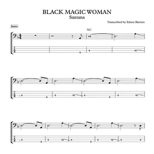 Cover image for Ebook BLACK MAGIC WOMAN (Santana) Bass Transcription, Score &amp; Tab Lesson