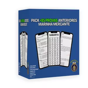 Imagem do curso Pacote +85 Provas Oficiais da Marinha Mercante das Áreas: CFAQ-MOC, CFAQ-MOM, CAAQ-CTS, CAAQ-CDM, CAAQ-ELT, MAC-MAM, CFAQ-MFM, CFAQ-MFC, CAAQ- CTR, CAAQ-CTF. Com gabarito para você estudar e conhecer a banca da Marinha Mercante 