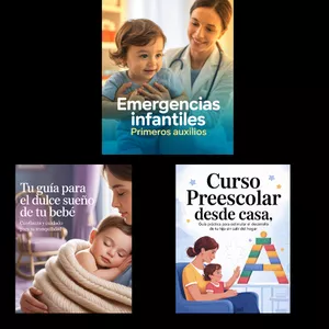 Imagen de portada para Ebook Super Combo: Emergencias infantiles primeiros auxilios. Curso preescolar desde casa. Tu Guia para el dulce sueño de tu bebé