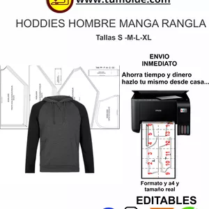 Imagen de portada para Ebook MOLDE- HODDIES HOMBRE MANGA RANGLAN