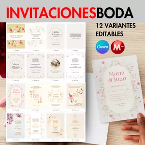 Imagen de portada para Ebook Plantillas Editables Canva - Invitaciones Boda