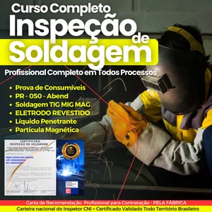 Imagem do curso Curso Completo de Inspeção de Soldagem N1 e N2 + EVS - Apostilas e Vídeo Aulas
