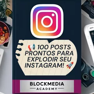 Imagem de capa para o Ebook 100 Posts Prontos para Explodir Seu Instagram