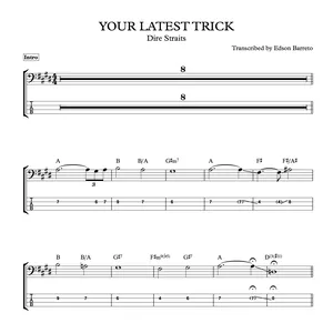 Cover image for Ebook YOUR LATEST TRICK (Dire Straits) Bass Transcription, Score &amp; Tab Lesson