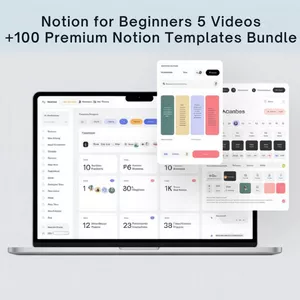 Cover image for Online course Notion for Beginners 5 videos + 100 Notion Premium Templates Bundle