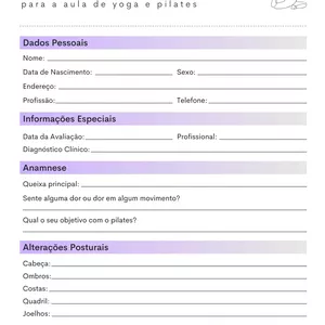 Imagem de capa para o Ebook Ficha de Avaliação para a aula de yoga e pilates
