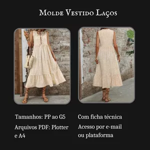Imagem de capa para o Ebook Molde Vestido laços sem Manga