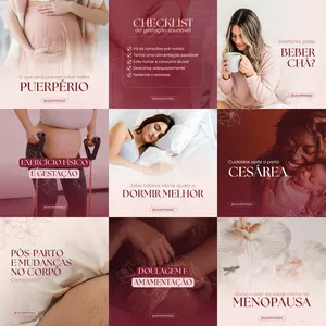 Imagem de capa para o Ebook Pack Saúde da Mulher -  30 posts editáveis no Canva com sugestões de temas
