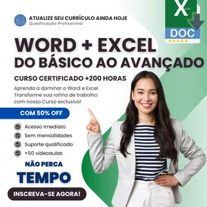 Imagem de capa para o Curso online Curso de Word + Excel do Básico ao Avançado
