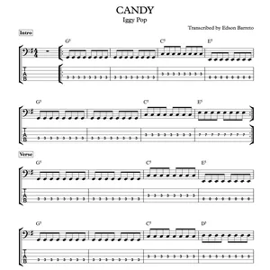 Cover image for Ebook CANDY (Iggy Pop) Bass Transcription, Score &amp; Tab Lesson