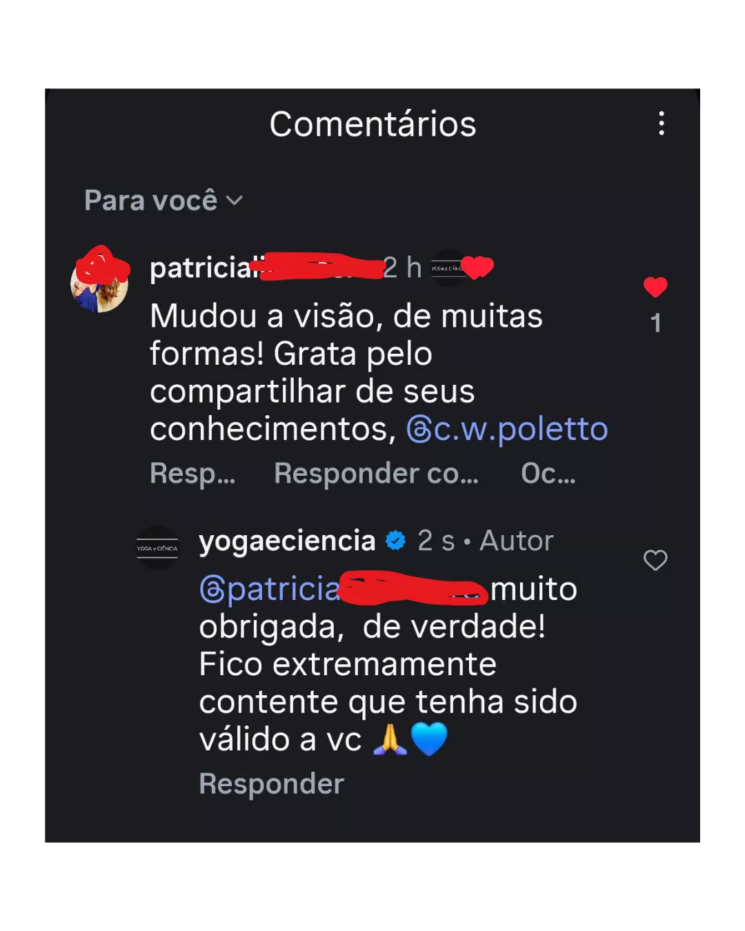 Depoimento de aluna