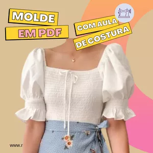 Imagem de capa para o Ebook VS MOLDE EM PDF - BLUSA COM LASTEX E MANGA BUFANTE 