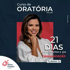 Imagem de capa para o Curso online CURSO DE ORATÓRIA ONLINE COM ALINE FONTES - TURMA IV
