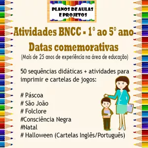 Imagem de capa para o Ebook Planos de aulas com Datas Comemorativas com BNCC - Ens. Fundamental 