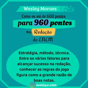 Imagem de capa para o Ebook Redação ENEM: como eu saí de 660 para 960 pontos.