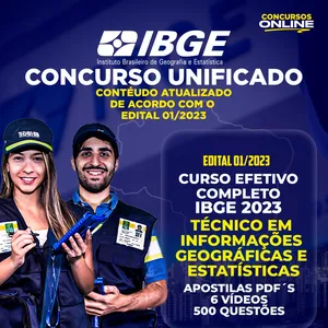 Imagem de capa para o Curso online Curso IBGE Efetivo 2023 - Técnico em Informações Geográficas e Estatísticas