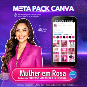 Imagem de capa para o Ebook Meta Pack Canva Mulher em Rosa