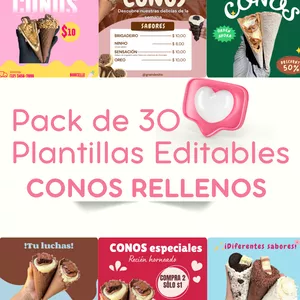 Imagen de portada para Ebook Pack Premium: 30 Plantillas Editables de Conos Relleno