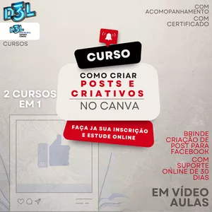 Imagem do curso COMO CRIAR POSTS E CRIATIVOS NO CANVA + brinde