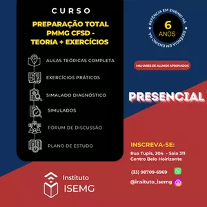 Imagem de capa para o Evento presencial Preparação Total PMMG - Teoria + Exercícios (CFSd Presencial)