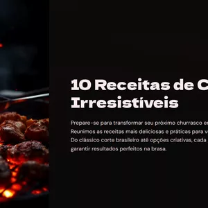 Imagem de capa para o Ebook 10 RECEITAS DE CHURRASCO IRRESISTÍVEIS + 10 RECEITAS DE ACOMPANHAMENTOS DE BRINDE