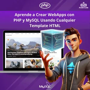 Imagen de portada para Curso online Aprende a Crear WebApps con  PHP y MySQL Usando cualquier Template HTML