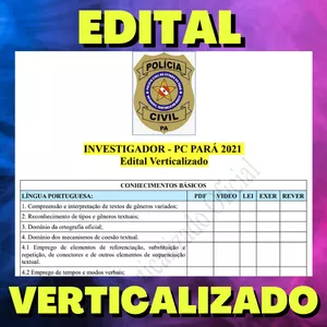 Imagem de capa para o Ebook INVESTIGADOR - PC PARÁ 2021 - Edital Verticalizado