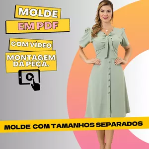 Imagem de capa para o Curso online Molde em PDF - Vestido com Decote Franzido e Manga Bufante (COM VÍDEO DE MONTAGEM DA PEÇA)