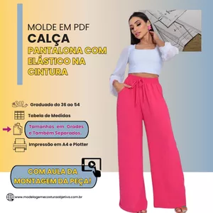 Imagem de capa para o Curso online MOLDE PDF - CALÇA PANTALONA COM ELÁSTICO NA CINTURA(com vídeo da montagem da peça)