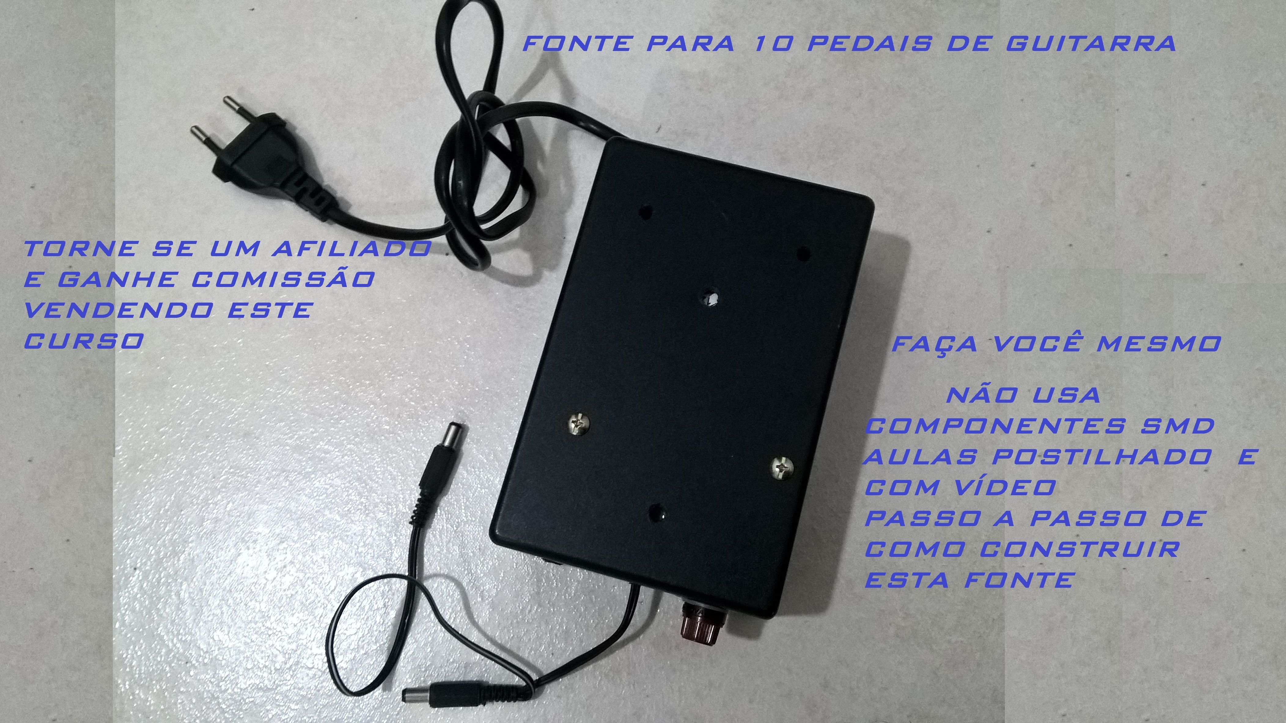 Imagem do curso FONTE DE 9 VOLTS 2 AMPERES PARA 10 PEDAIS DE GUITARRA