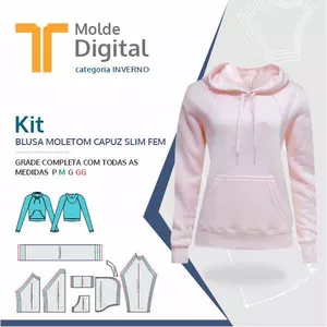Imagem de capa para o Curso online kit molde Digital Blusa Moletom Capuz Slim Fem