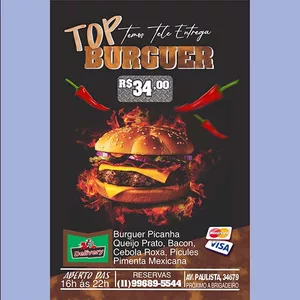 Imagem de capa para o Curso online Panfleto, TOP BURGUER totalmente editável em CorelDRAW