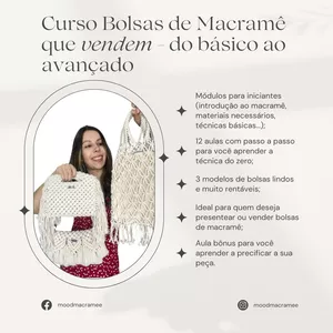 Imagem do curso  Curso Bolsas de Macramê que vendem – DO BÁSICO AO AVANÇADO