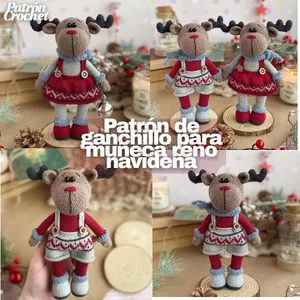 Imagen de portada para Ebook Patrón de ganchillo para muñeca reno navideña