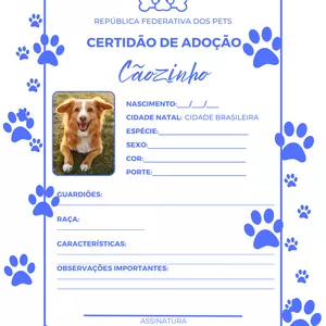 Imagem de capa para o Ebook Cartão de adoção de pet 