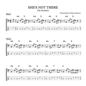 Cover image for Online course SHE'S NOT THERE (The Zombies) Bass Transcription, Score &amp; Tab Lesson