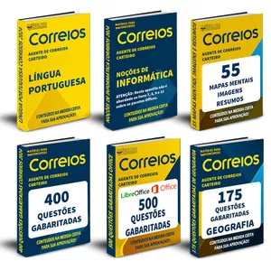 Imagem de capa para o Ebook Combo 6 apostilas digitais em pdf para os Correios 2024