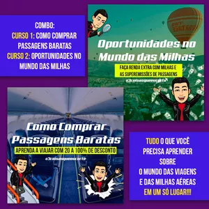 Imagem do curso Pacotaço de Milhas - Curso 1 e 2 Como Comprar Passagens Baratas e Fazer Renda Extra com Milhas