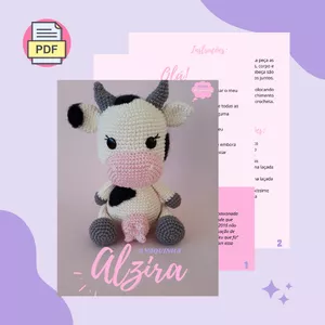 Imagem de capa para o Ebook PDF- Receita vaquinha Alzira em amigurumi